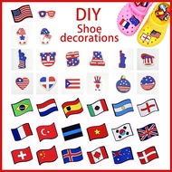 National Flag Jibbit Button Pins Country  Shoes Decoration Charms DIY US Flag Series Shoe Accessorie