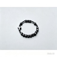 G1650 LUXURY CATHOLIC BLACK CROSS PEARL ROSARY BRACELET