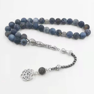 2024 C-3Tasbih Batu akik asli Blue Metal tassel 33 66 99 tasbih islamic fashion stone Muslim Rosary