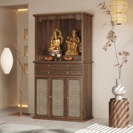 Buddhist Altar Home Use Offering Table Rattan Door Buddhist Altar Cabinet Guanyin Buddha Statue Alta