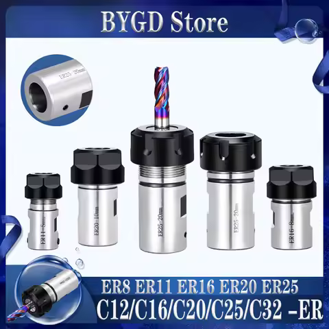 BYGD C16 C20 C25 ER8 ER11 ER16 ER20 ER25 ER motor shaft extension rod motor shaft sleeve collet chuc