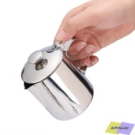 AIPINGA0 Coffee Frothing Pitcher, With Lid Handle Design Milk Frothing Pitcher, Latte Coffee Art Sil