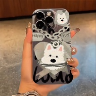 Transparent Silicone Case with Picture of White Schnauzer Miniature Dog and Beware of Cat Motif Vari