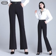 M-6XL Slim Fit Black High Waist Trousers, Plus Size Women Flare Suit Pants