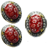 Cincin Batu Akik Bunga Teratai Warna Merah