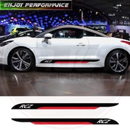 2PCS Car Door Side Stickers For PEUGEOT RCZ Tuning Accessories Racing Sport Skirt Stripes  Auto Viny