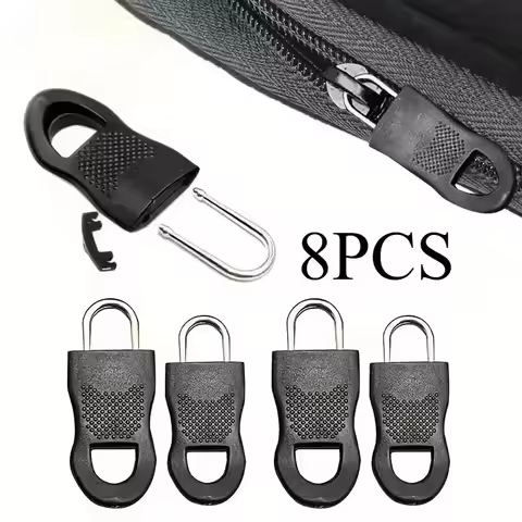 8/12Pcs Replacement Zipper Pull Puller End Fit Rope Tag Clothing Zip Fixer Broken Buckle Zip Cord Ta