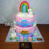 Kue Ultah Unicorn 2 Tingkat Untuk Anak Perempuan Serpong bsd Tangsel
