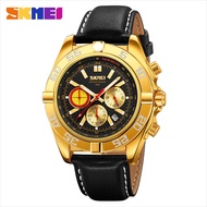 Jam Tangan Pria Analog Date SKMEI 9322 Chronograph Leather Strap Water Resist Original
