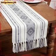 Cotton Linen Table Runner Hand-Woven Table Runner with Flow Tablecloth Dining Table TV Cabinet Decor