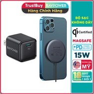Sạc Không Dây MagSafe 15W RAVPower RP-WC012-WC-B Kèm Củ Sạc Type C 20W - wireless charger