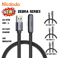 MCDODO Zebra Series Type-C 90 Degree Data Cable 1.2m 1.8m Compatible for 36W Type-C CA 279 334 335 3