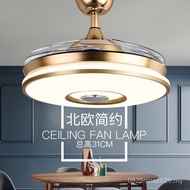 Bedroom Factory Invisible Living Room Music Supply Frequency Conversion LED Fan Light Ceiling Fan Li