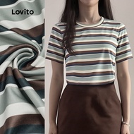 (NEW) Lovito Casual Tshirt Side Stripe Simple Spring/summer Tshirt for Women L155ED633 (NEW) Lovito 