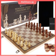 56Pcs Chess and Checkers Set Chess Game Set Wooden 2-in-1 Board Game Magnetic Chess Board Game SHOPSKC4027