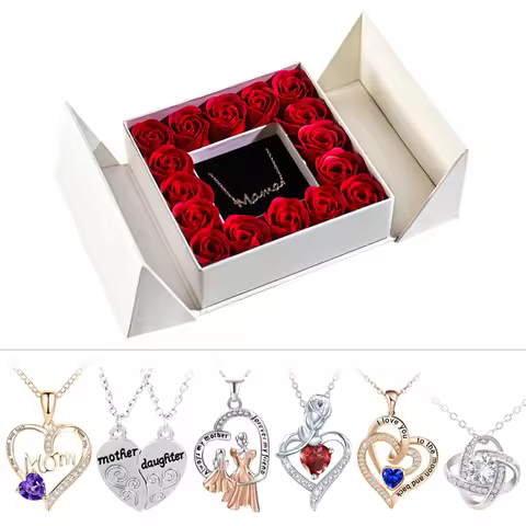 Gifts for Women Jewelry Pendant Necklace /w Soap Eternal Rose Gift Box Mother's Day Necklace Jewelry