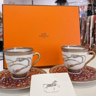 二手 Hermes 愛馬仕東方駿馬 茶杯 咖啡杯組 陶瓷杯 下午茶杯 一套兩組