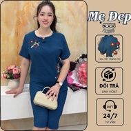 B12 Middle-Aged Outfits Shop Beautiful Mother's Army Half Sleeve Mago Silk Blouse Soft, Smooth, Cool