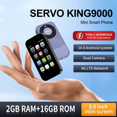 SERVO KING9000 Mini Smartphone 4G LTE Android 10.0 RAM 2GB ROM 16GB Play Store WiFi Face Unlock 3.0"
