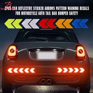 BUY IN COINS 2Pcs Car Reflective Sticker Arrows Pattern Warning Decals For Motorcycle Auto Tail Bar Bumper Safety