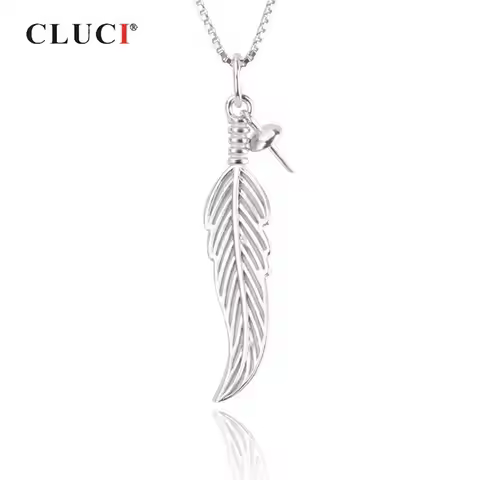 CLUCI Real Silver 925 Feather Pendant for Necklace Sterling Silver Women Valentine Day Gift Pendant 