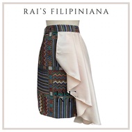 Modern Filipiniana Kahoy Ethnic Katie top with Ethnic Overlap Skirt