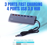 USB 7-Port Hub + Adapter Can Connect Both ω 3.0 And Fast charging OKER Model H-725.