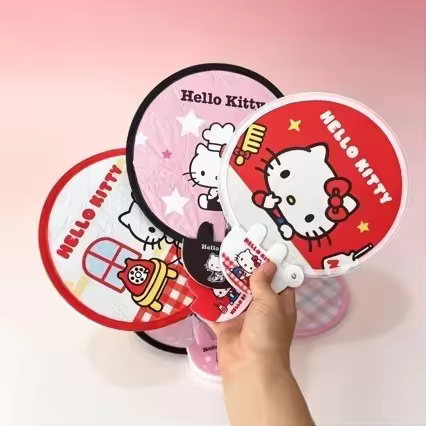 Hello Kitty Round Fan, Reflective Fan, Portable, Foldable, Compact and Convenient, Easy to Store，AL