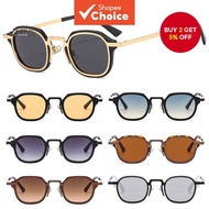 Unisex Trendy Edgy Chic Small Square Sunglasses UV400 Protection Y2K Punk Tone Metal Frame Driving E