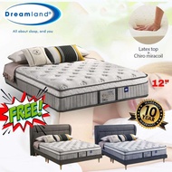 [FREE BEDFRAME] DREAMLAND Chiro Exclusive 12" Miracoil mattress with bedframe