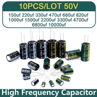 10PCS 50V Aluminum Electrolytic Capacitor 150uf 220uf 330uf 470uf 680uf 820uf 1000uf 1500uf 2200uf 3