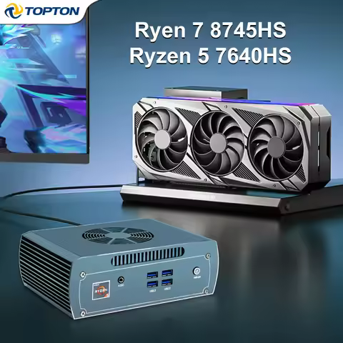Topton FU05 Gaming OCuLink AMD Mini PC Ryzen 7 8745HS R5 7640HS 2*2.5G LAN 2*DDR5 2*NVMe Barebone Fi