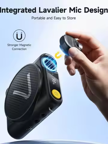 7RYMS WA Wireless Megaphone Headset Lavalier Mic Speaker Denoise Voice Amplifier with LED Screen for