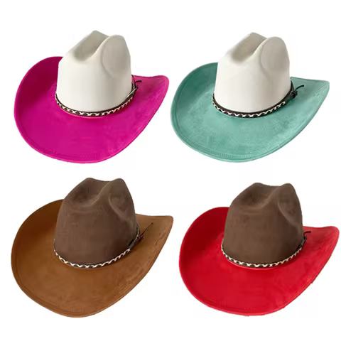 Cowboy Hat Colorblock suede cowboy hat jazz panama hat unisex women's hat wide brim cowboy hat women