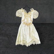 米白色 手工訂製 網紗 珠飾 亮片 蕾絲 泡袖 禮服 洋裝 PMF17