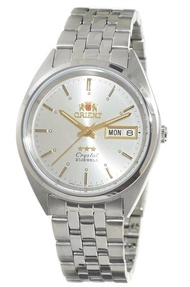 Orient Mens 3 Star Automatic White Dial Stainless Steel Strap Watch FAB0000AW