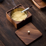 Gạt Tàn Gỗ Thật Có Nắp Đậy Cho Gia Đình Phòng Khách Văn Phòng Sáng Tạo Thép Không Gỉ Cao Cấp Chống B