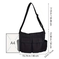 Leacat Canvas Messenger Bag Casual Travel  Multi Pocket Shoulder Bag