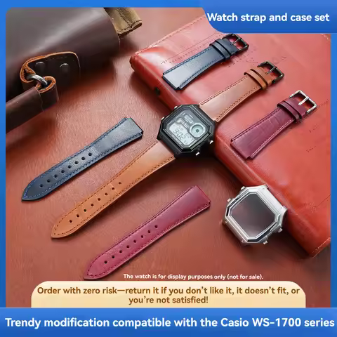 Suitable for Casio WS-1700H modified leather watch with stainless steel watch case WS1700 metal case