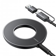 JOYROOM - 鏤空磁吸無線充電器 USB+Type-C 雙接頭 黑色 V1.0 JR-WQM03