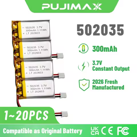 PUJIMAX 502035 3.7V Lithium Polymer Battery 300mAh Rechargeable Battery for Game Controller GPS Navi