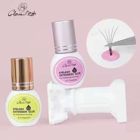 GLAMLASH Eyelash Glue Lashes Extension Black Glue 0.3-2 Sec Dry Time Transparent Pink Glue