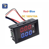 LED Dual Display Voltmeter and Ammeter, 0-100V 10A Digital Gauge with 0.28" Red Blue Display