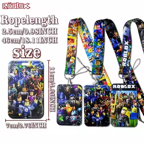 Roblox Cartoon Keychain Card Covers Anime Bus Cards Student Card Work ID Neck Strap Lanyards Gifts