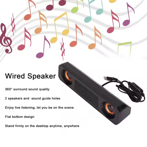 Computer Speaker Wired Speaker HiFi Stereo Subwoofer USB Powered 3.5MM Plug Portable Desktop Long Sp