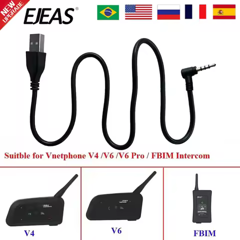 Original Helmet Intercom Accessories 3.5mm Charging Cable For EJEAS Vnetphone V6 V4 V4C V6C V6 Pro F
