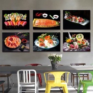 Japanese Mural Japanese Restaurant Wall Izakaya Sushi Restaurant Painting Salmon Sashimi Decorative 