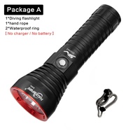 HaixnFire ไฟฉายดำน้ำ DV61ไฟฉายกันน้ำ XHP70.2ลึก6000ลูเมนแสงปลาใต้น้ำเน้นแสง LED แคมป์