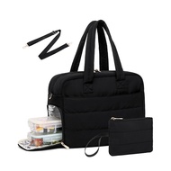 Lunch Tote Laptop Wallet With Insulated Lunch Compartment Puffy Quilted Travel Duffel Bag sey