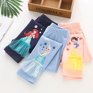 Children Girls Leggings Summer Calf Length Pants Cartoon 3D Anna Elsa Girls Trousers Teen Trousers H